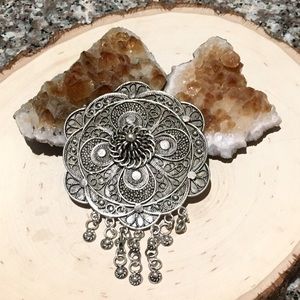 Ethnic Indonesian Silver Plated Brooch.